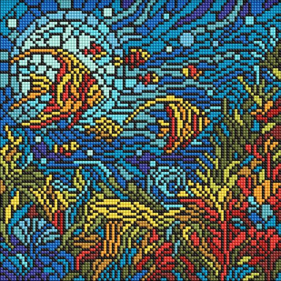 Алмазна мозаїка "Вітраж. Морський світ" AMO8324, 30х30 см