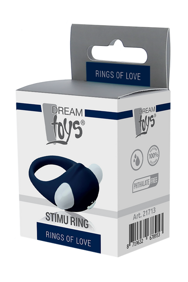 Ерекційне кільце з вібрацією Dream Toys Rings of Love, синій Sex Aura | Зображення 4