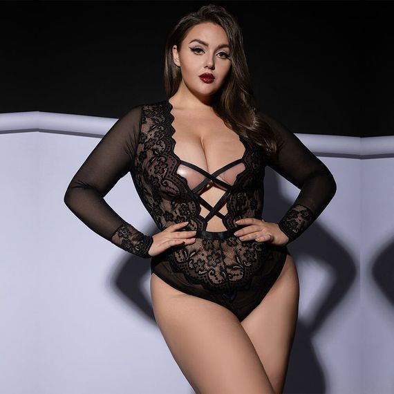 Боді JSY P61139 Black Plus Size | Зображення 4