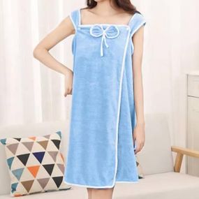 Рушник-халат жіночий швидкосохнучий з отворами для рук Синє