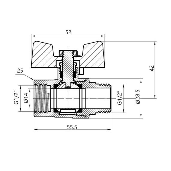 Кран кульовий Thermo Alliance Base 1/2" ВН для газу (метелик) SD607G15 | Зображення 1