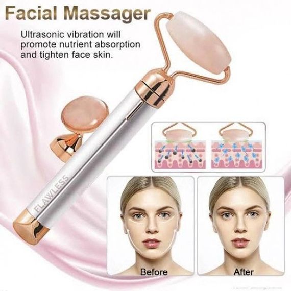Массажер ролик электрический для лица Facial Roller Massager. Цвет: бежевый VB-57 | Зображення 8