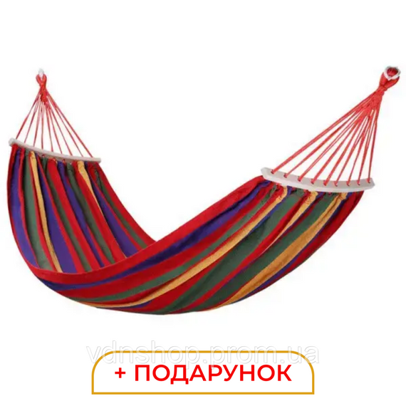 Гамак туристический подвесной тканевый 174х80 см с планкой Красный SJ-0010-2R