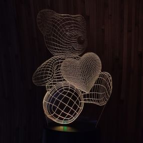 Акриловий світильник-нічник Ведмедик з серцем 2 жовтий tty-n000328