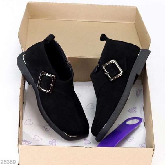 Дизайнерские черные туфли натуральная замша квадратный носок | Зображення 8