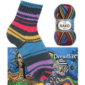 Шкарпеткова пряжа Nako Boho Concept, Dreadlux 82455