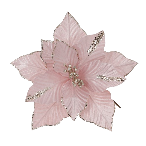 Декоративна квітка Пуансетія 27см, колір - рожева пудра BONA DI