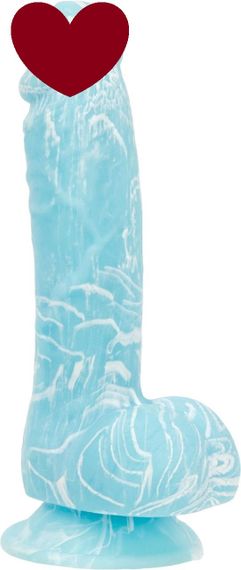 Фалоімітатор, що світиться у темряві, ADDICTION - LUKE - 7.5"- BLUE G.I.D. / W PB, 19 см, силікон sexstyle