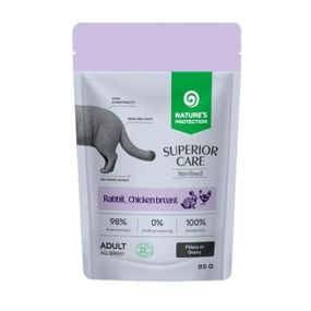 Влажный корм для стерилизованных котов с кроликом и курицей Nature's Protection Superior Care Sterilised GF Rabbit Chicken, 85 гр