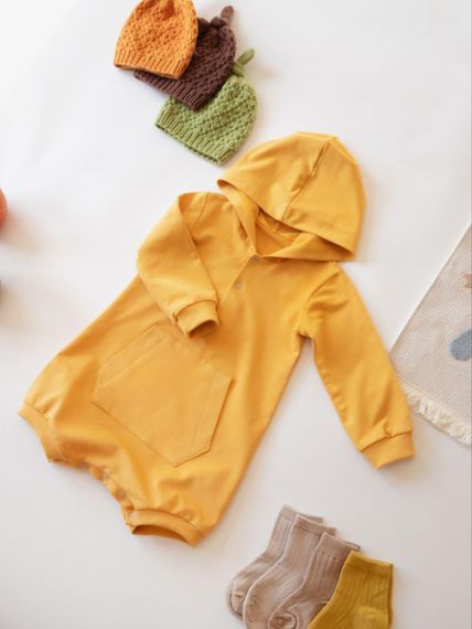 Боді світшот для малюка з капюшоном і кишенею, колір гірчичний 0–24 міс | Зображення 1