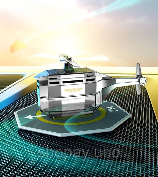 Автомобильный ароматизатор Вертолёт на солнечной батарее Drone Car Fragrance с вращением 360° | Зображення 2