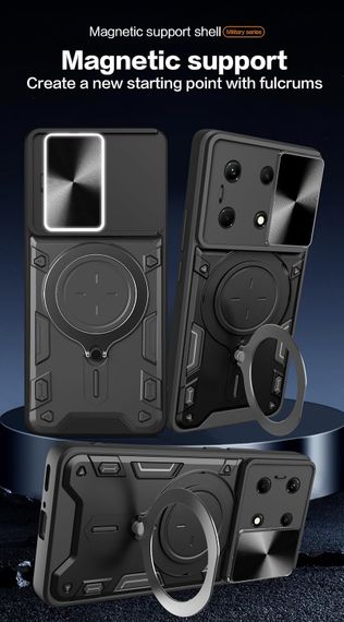 Чехол Magnetic Stand с защитой камеры для Poco F6 Pro цвет Синий | Зображення 4