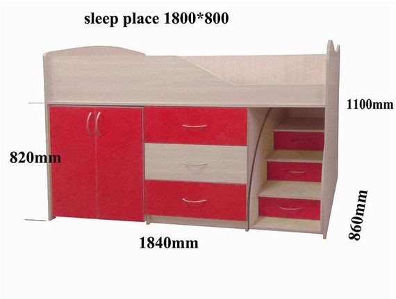 Ліжко-кімната Bed Room-5 колір малина (рожевий), висувні сходи-комод, висувний стіл, вибір кольору фасадів | Зображення 3