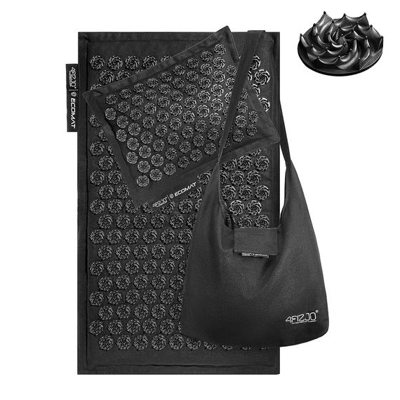Килимок акупунктурний 4FIZJO Eco Mat Аплікатор Кузнєцова з подушкою 68 x 42 см Black/Black 4FJ0208 (P-5907739312563)