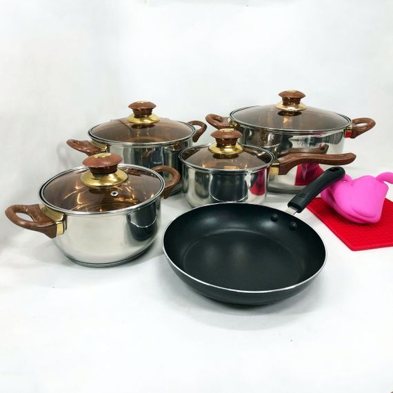 Набір каструль для дому VS-1006-11 (11 предметів) / Набір посуду / Набір DH-149 посуду каструлі | Зображення 7