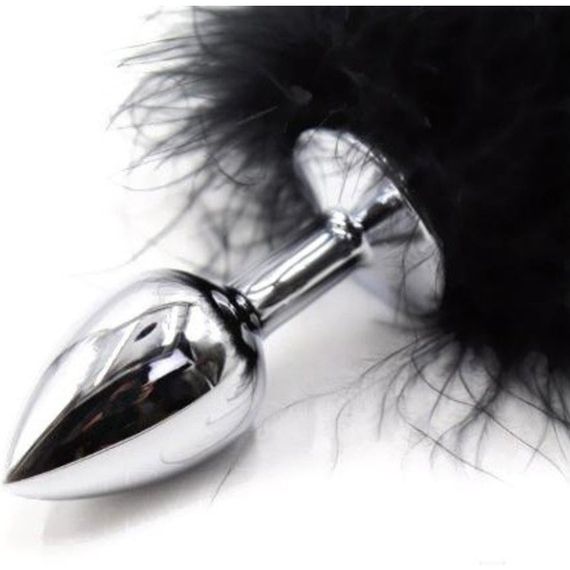 Анальна пробка з хвостиком S, чорна, 6 х 2.5 см Sex Aura | Зображення 1