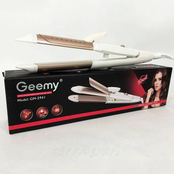 Плойка-праска для випрямлення волосся GEMEI GM-2961 30Вт, Плойка гофре для волосся PA-25 | Зображення 3