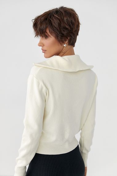 Трикотажний кардиган на блискавці - молочний цвет, ONE SIZE (є розміри) | Зображення 1