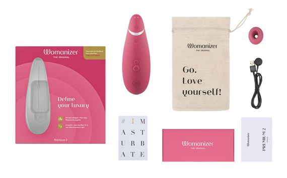 Вакуумний кліторальний стимулятор Womanizer Premium 2 - Raspberry, функції Autopilot та Smart Silenc | Зображення 5