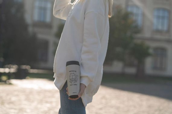 Термокружка Ardesto Сoffee Time Meowning AR-2645-WС 450 мл бежевая | Зображення 5