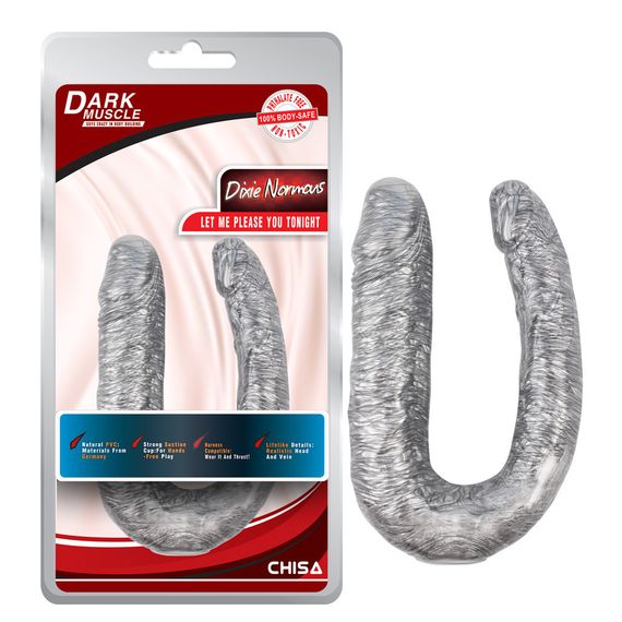 Фалоімітатор подвійний (двосторонній) Chisa Dark Muscle Dixie Normous, сріблястий Sex Aura | Зображення 1