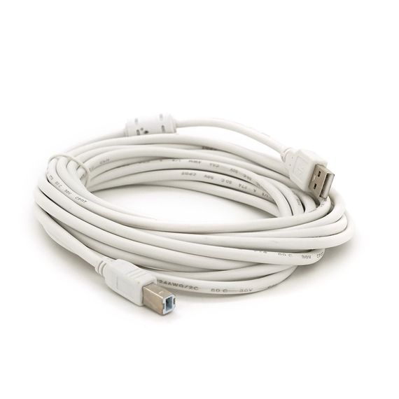 Кабель USB 2.0 AM/BM, 5.0m, 1 ферит, білий