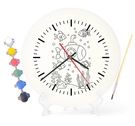 Дитячий набір для творчості годинник розмальовка Підводний човен 30 см (Г0046)