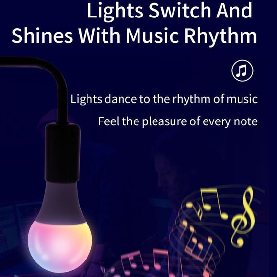 Світлодіодна RGB лампочка Smart bulb light 4pcs with Bluetooth E27 with app | Зображення 3