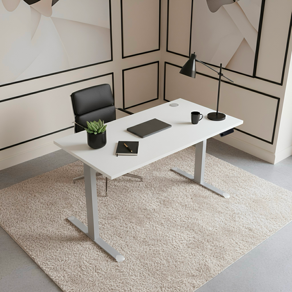 Стіл із електричним регулюванням висоти, одномоторний, з однією заглушкою, сірий каркас, 1400х700х718-1178 мм | Зображення 1