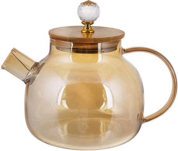 Чайник заварювальний "Edinburgh" 1000мл з бамбуковою кришкою, гладкий амбер