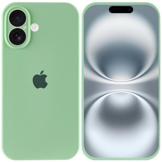 Чехол Silicone Case Full Camera Protective (AA) для Apple iPhone 16 (6.1") Зеленый / Pistachio | Зображення 1