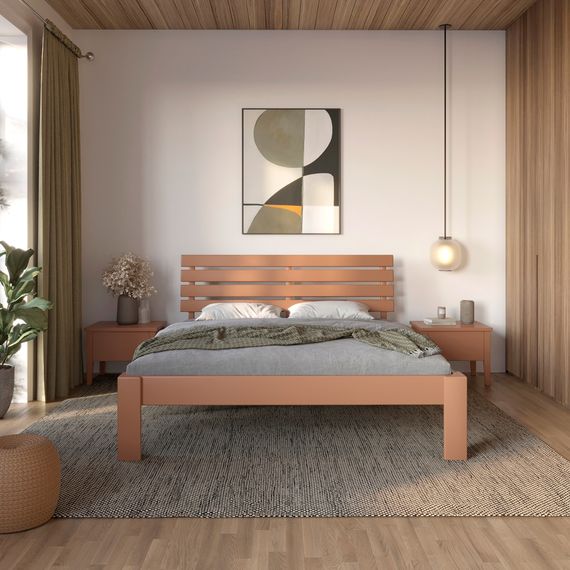 Двоспальне дерев&#039;яне ліжко Mebigrand Техас Коричневий (RAL8025) 160х200 см (MBG-7010)