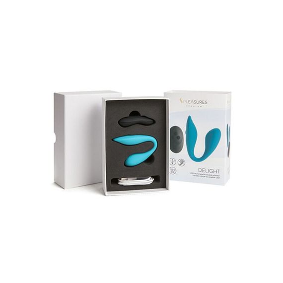 Подвійний вібратор S Pleasures Premium Delight, бірюзовий, для клітора та точки G, 10 режимів | Зображення 2