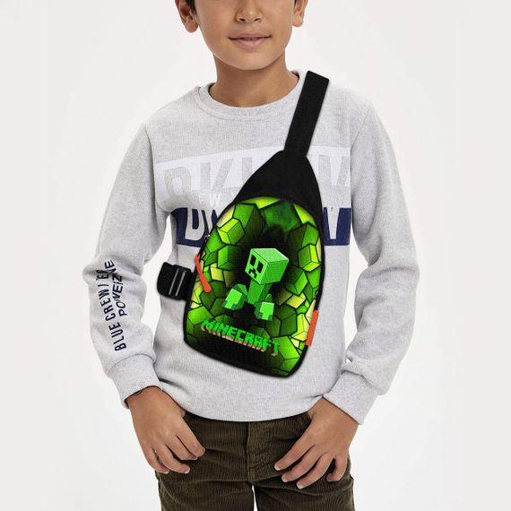 Сумка через плече дитяча Minecraft Кріпер 29х17 см сумка слінг для хлопчика (02080)