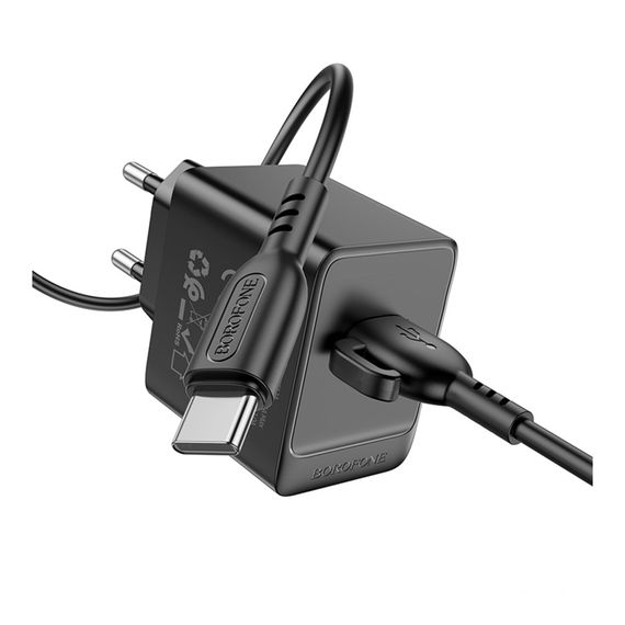 Мережевий зарядний пристрій Borofone BAS12A 1 USB QC 3.0 18 W + USB to Type-C | Зображення 2