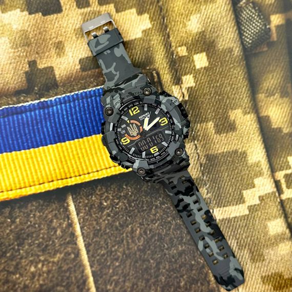 Годинник наручний Patriot 002CMGYUAGD Тризуб золото Сірий камуфляж + Коробка. | Зображення 1