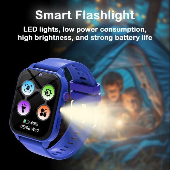 Дитячий розумний годинник із камерою, іграми, моніторингом сну, крокомірром, будильником, калькулятором, ліхтариком та ін. Сині | Зображення 4