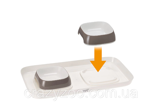 Миски на підставці для собак та котів Ferplast Glam Tray Small сірі 40x23x5.5 см 2x400 мл 71908521 | Зображення 2