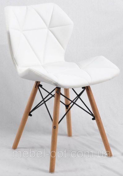 Стілець Greg біла екошкіра, на дерев'яних букових ніжках, дизайн Charles Eames | Зображення 5