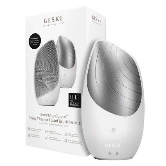 Электронная звуковая термо щетка для лица GESKE Sonic Thermo Facial Brush 6в1, Белый