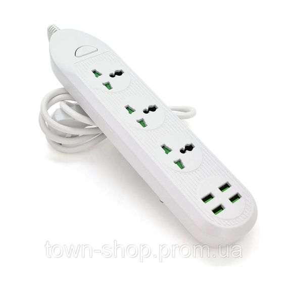 Сетевой фильтр ТВ-Т16mini, 3 розетки + 4 USB, 2 м, сечение 3х0,75мм, 3000W, White, Box | Зображення 1
