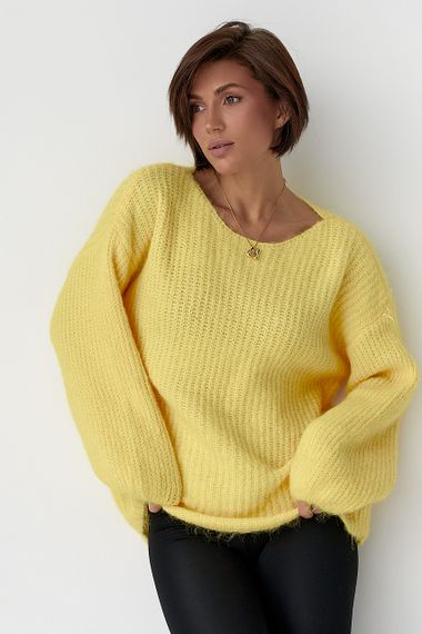 Подовжений джемпер легкої в'язки - жовтий цвет, ONE SIZE (є розміри)