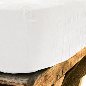 Простынь SoundSleep Muse White Stonewash лен 150х200х30 см белая (2800004770286)