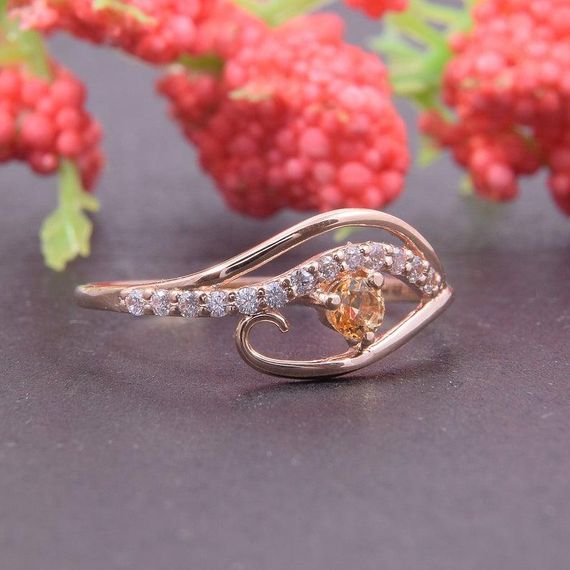 Кольцо из красного золота с цитрином 19.5 | Зображення 3