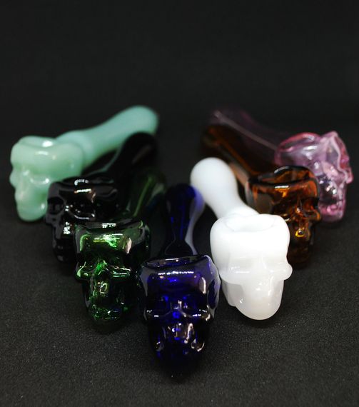 Стеклянная трубка Skull Pipe Зеленый мрамор | Зображення 3