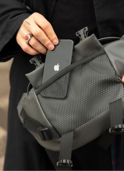 Большая мужская сумка бананка Sambag DynamicDart графитовая 38×21×7 см (80411009m) | Зображення 4