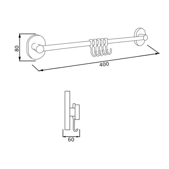 Планка з 5-ма рухомими гачками Lidz (CRM) -114.08.05 | Зображення 1