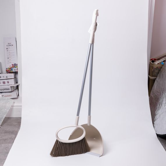 Набір віник і совок на довгій ручці для підлоги 25×25×95 (см) Білий HP-45-1W