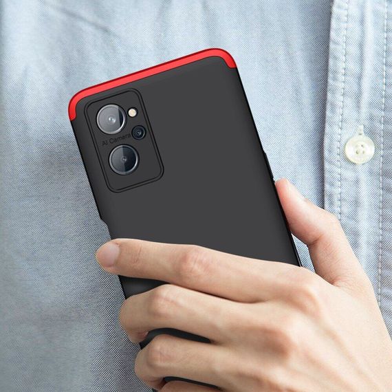 Чохол GKK 360 градусів для Oppo A76 / Realme 9i колір Чорно-Червоний | Зображення 5