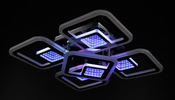Люстра світлодіодна стельова LED світильник для квартири на стелю лед з пультом 26024 Хром 10х40х40 см. | Зображення 5